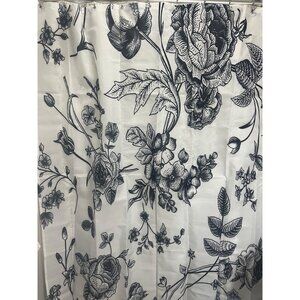 Floral Decorative Shower Curtain W/ Roses Beautiful Black & White Standard Size